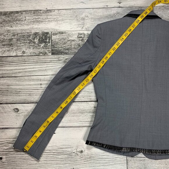 Tart Collections Wool Blend Lamb Leather Trim Fitted Blazer Jacket New - Picture 12 of 16
